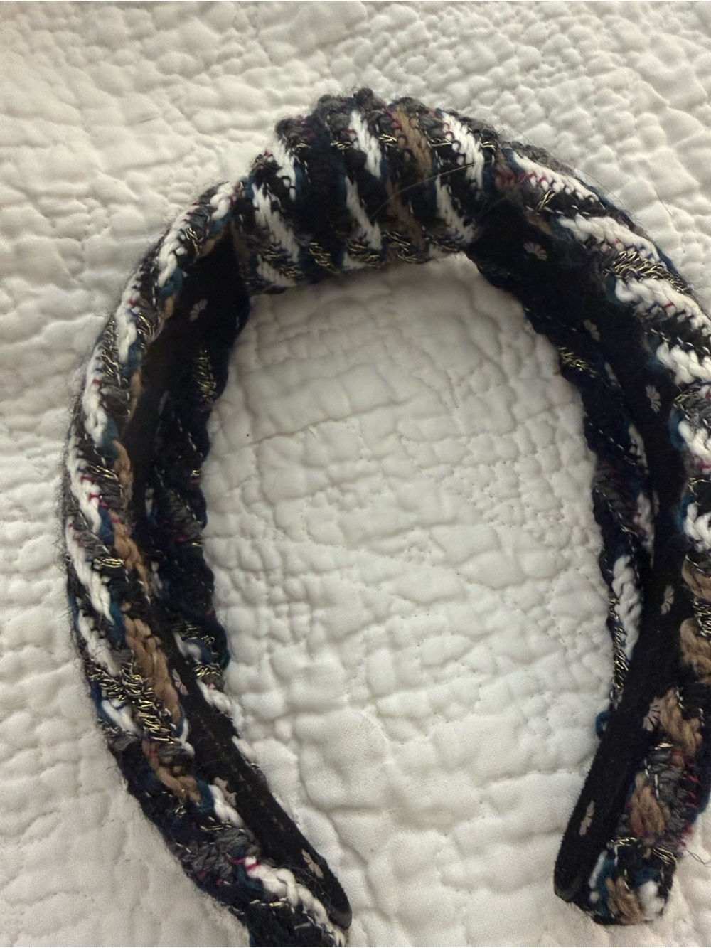Lele Sadoughi multi colored tweed knot headband